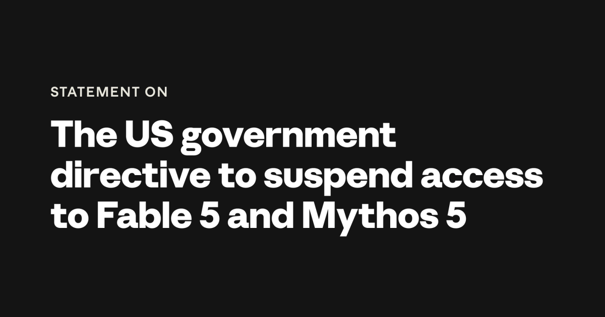 Anthropic — Statement on Fable 5 export control